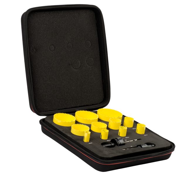 STARRETT KFC11021 Fast Cut Bi-Metal Deluxe Electrician's Holesaw Kit, 13 Piece