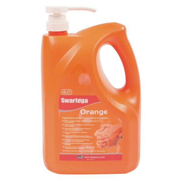 SWARFEGA® SOR4LMP Orange Hand Cleaner Pump Top Bottle 4 litre