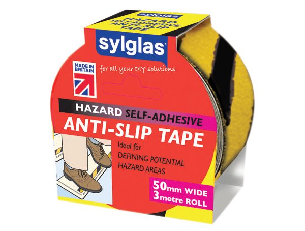 SYLGLAS Anti-Slip Tape 50mm x 3m Black & Yellow Hazard