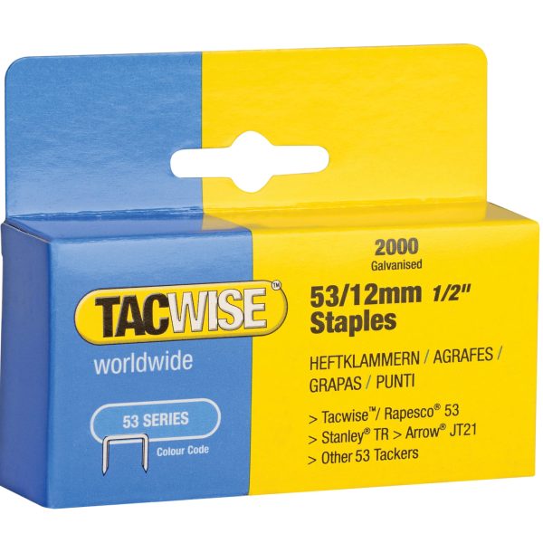 53 Light-Duty Staples 12mm (Type JT21  A) Pack 2000