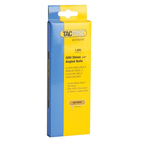 500 18 Gauge 20mm Angled Galvanised Nails Pack 1000