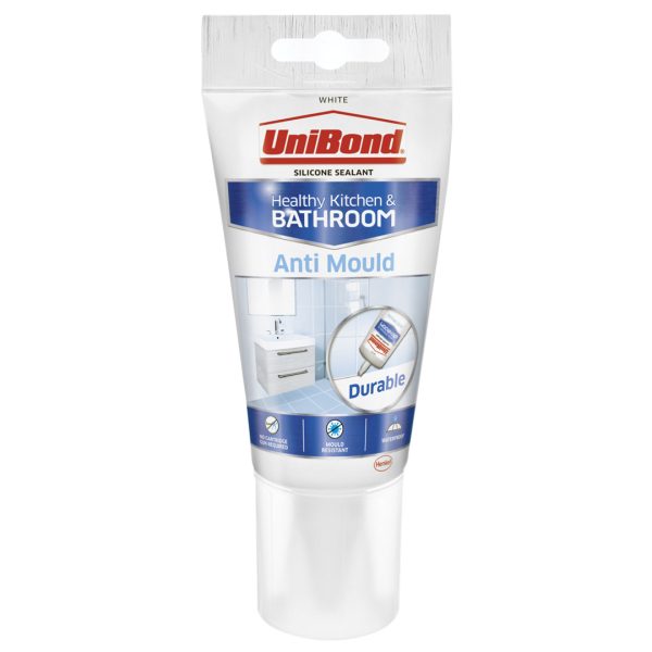 UNIBOND 2900632 Anti-Mould Kitchen & Bathroom Sealant Tube White 147g