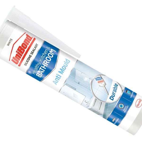 UNIBOND 2900051 Anti-Mould Kitchen & Bathroom Sealant Cartridge White 274g