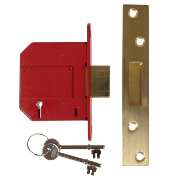 UNION StrongBOLT 2100S BS 5 Lever Mortice Deadlock 81mm 3in Satin Brass Visi