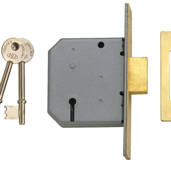 UNION 2177 3 Lever Mortice Deadlock Satin Chrome 77.5mm 3in Visi