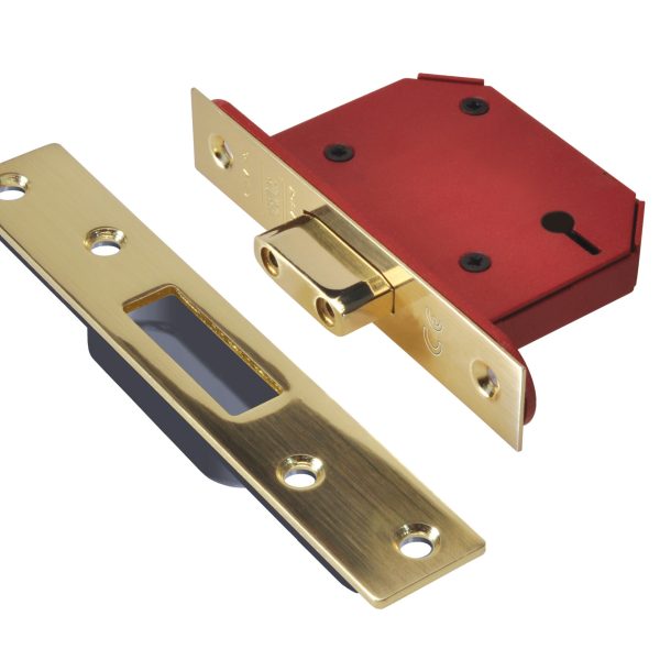 UNION StrongBOLT 2103S 3 Lever Mortice Deadlock Polished Brass 68mm 2.5in Visi