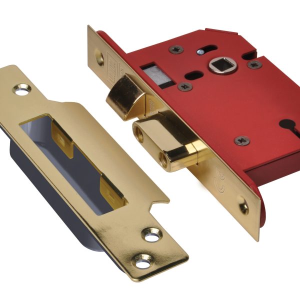 UNION StrongBOLT 2203S 3 Lever Mortice Sashlock Polished Brass 68mm 2.5in Visi