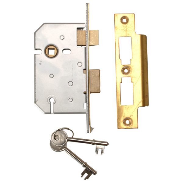 UNION 2277 3 Lever Mortice Sashlock Polished Brass 65mm 2.5in Visi