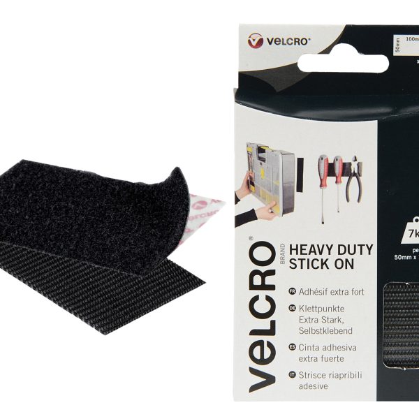 VELCRO® Brand 60239 VELCRO® Brand Heavy-Duty Stick On Strips (2) 50 x 100mm Black