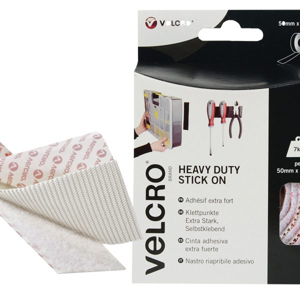 VELCRO® Brand 60242 VELCRO® Brand Heavy-Duty Stick On Tape 50mm x 1m White