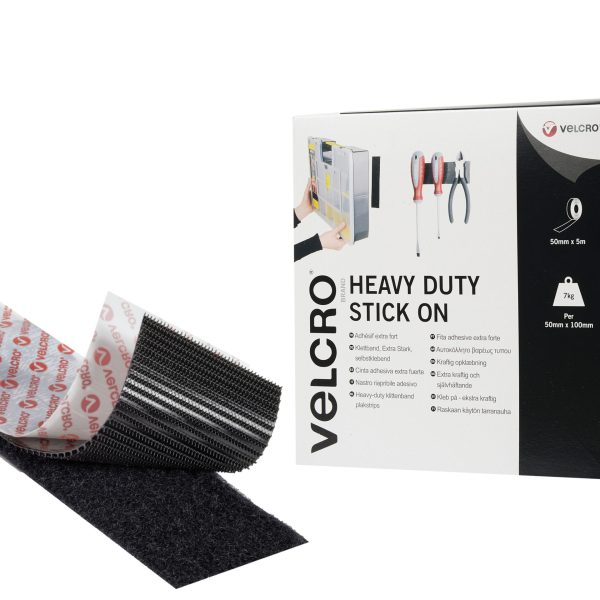 VELCRO® Brand 60243 VELCRO® Brand Heavy-Duty Stick On Tape 50mm x 5m Black