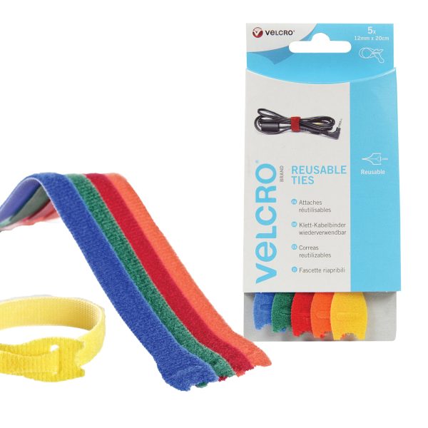 VELCRO® Brand 60250 VELCRO® Brand ONE-WRAP® Reusable Ties (5) 12mm x 20cm Multi-Colour