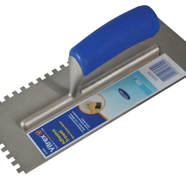 VITREX Notched Adhesive Trowel Square 6mm Soft Grip Handle 11 x 4.1/2in