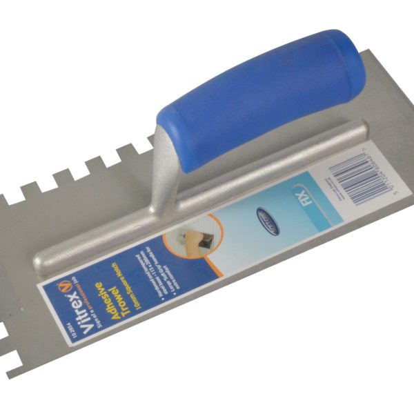 VITREX Notched Adhesive Trowel Square 10mm Soft Grip Handle 11 x 4.1/2in