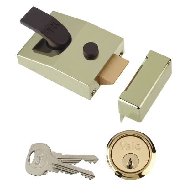YALE LOCKS 89 Deadlock Nightlatch 60mm Backset Brasslux Finish Box