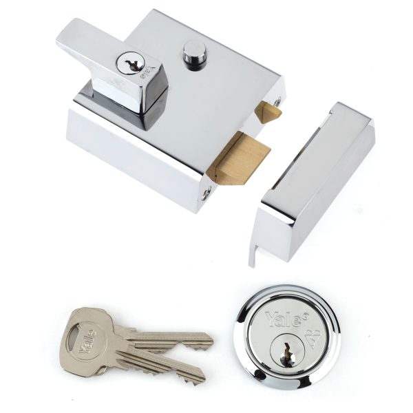 YALE LOCKS P1 Double Security Nightlatch 60mm Backset Chrome Finish Visi
