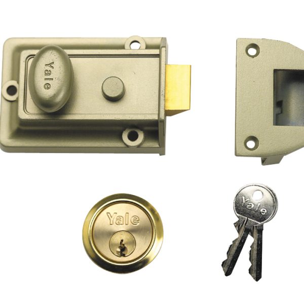 YALE LOCKS P77 Traditional Nightlatch 60mm Backset Nickel Brass Finish Visi