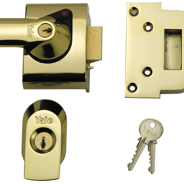 YALE LOCKS BS2 Nightlatch British Standard Lock 40mm Backset Brasslux Finish Visi