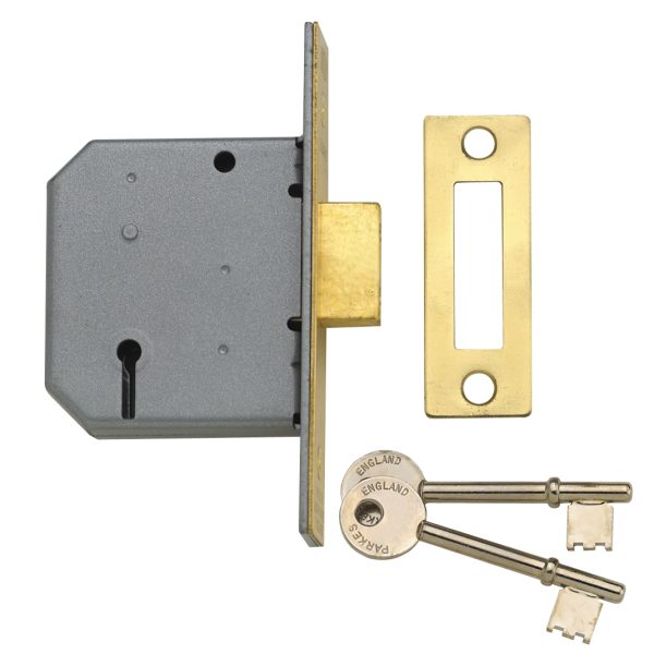 YALE LOCKS PM322 3 Lever Mortice Deadlock Polished Brass 65mm 2.5in