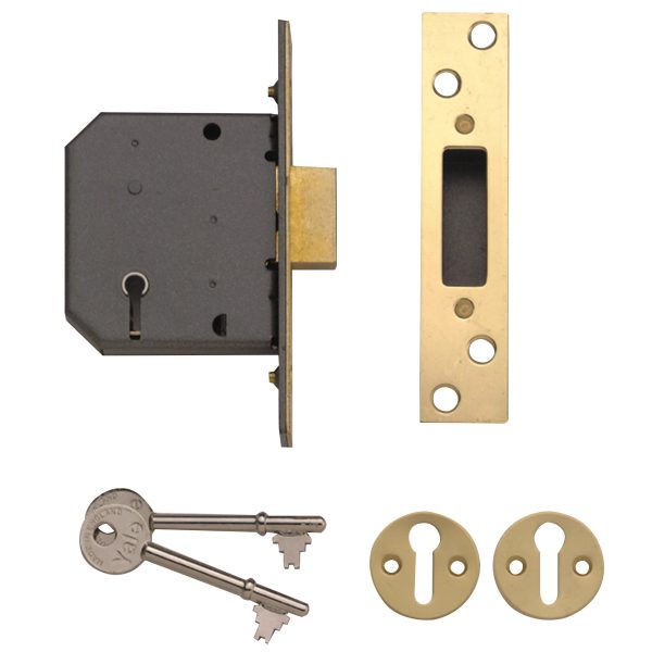 YALE LOCKS PM552 5 Lever Mortice Deadlock 67mm 2.5in Polished Brass
