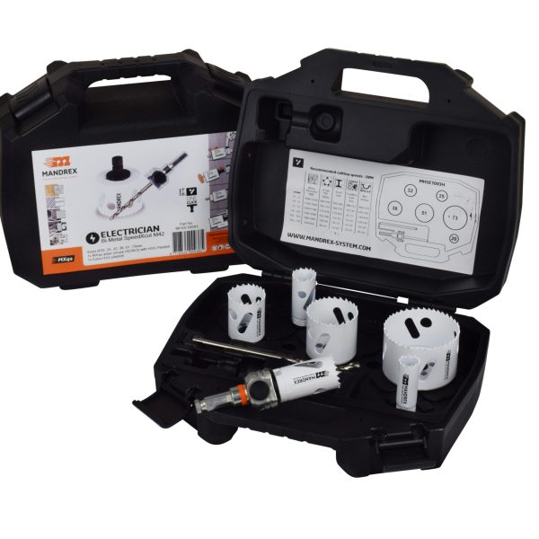 MANDREX ELEC WHITE HOLESAW SET HSS 6PK MXQS 22,29,35,44,51,64 BI-METAL 8% COBALT