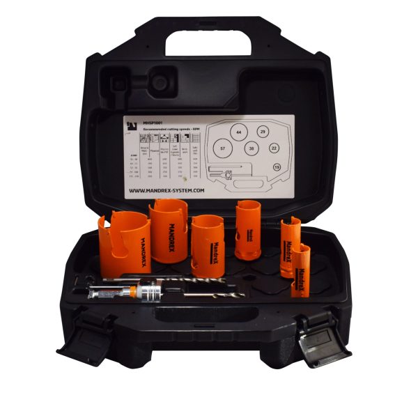 MANDREX PLUMB ORANGE HOLESAW SET TCT 6PK MXQS 19,22,29,38,44,57 MULTI PURPOSE