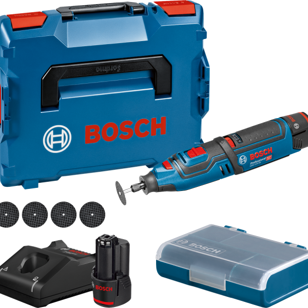 BOSCH 06019C5070 GRO 12V-35 12V R/Tool (2x GBA 2.0Ah, GAL 1230 CV, mandrel, 5x cutting wheels, L-BOXX)