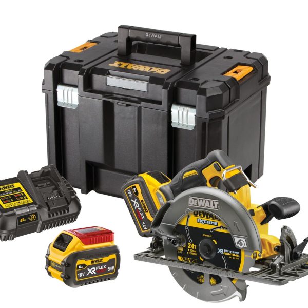 DEWALT DCS579T2-GB 54V XR FLEXVOLT High Power 190mm Circular Saw (fits rail) - 2 x 6.0Ah