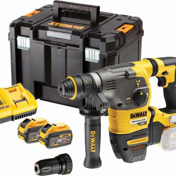 DEWALT DCH334X2-GB 54V XR FLEXVOLT 30mm 3Kg SDS-Plus - 2 x 9.0Ah and Quick Change Chuck