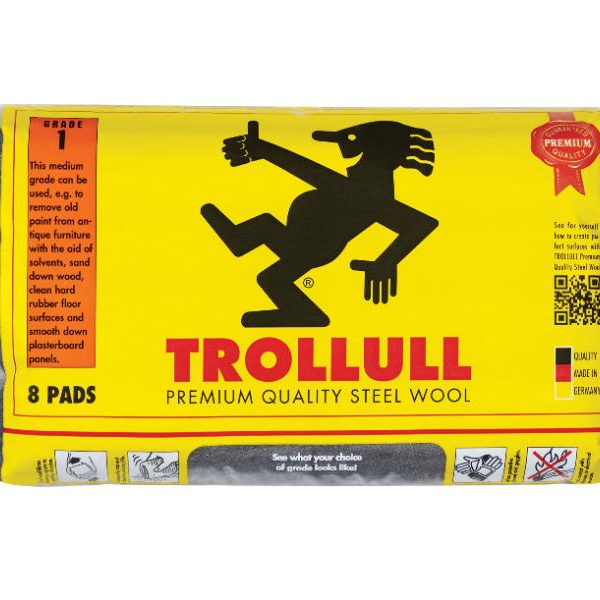 TROLLULL TRL771214 Extra Large Steel Wool Pads Grade 1 (Pack 8)