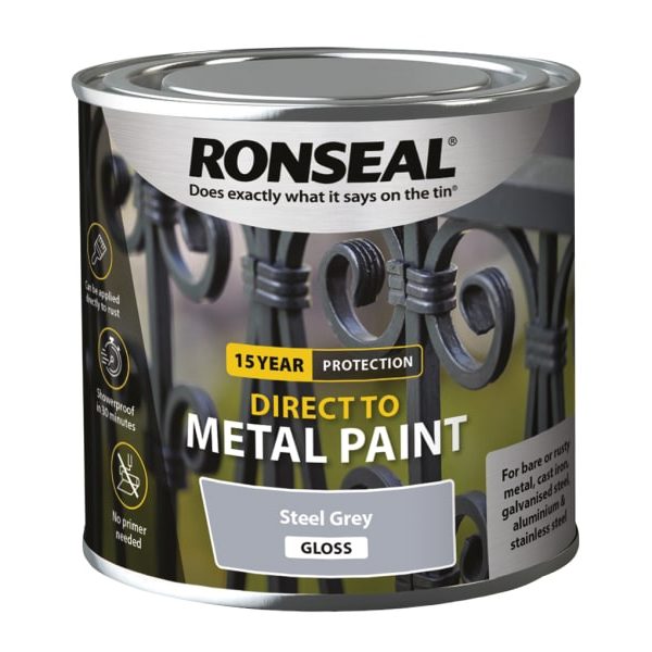 RONSEAL Direct to Metal Paint Steel Grey Gloss 250ml