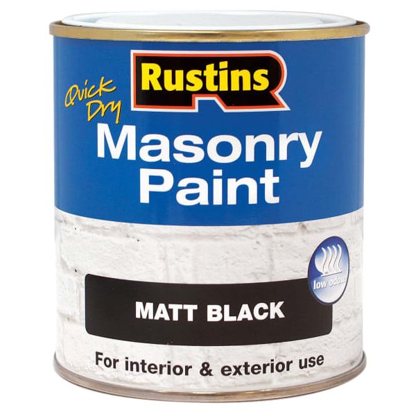 RUSTINS Quick Dry Masonry Paint Matt Black 500ml