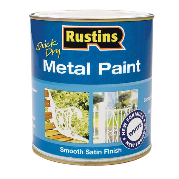 RUSTINS Quick Dry Metal Paint Smooth Satin White 1 Litre