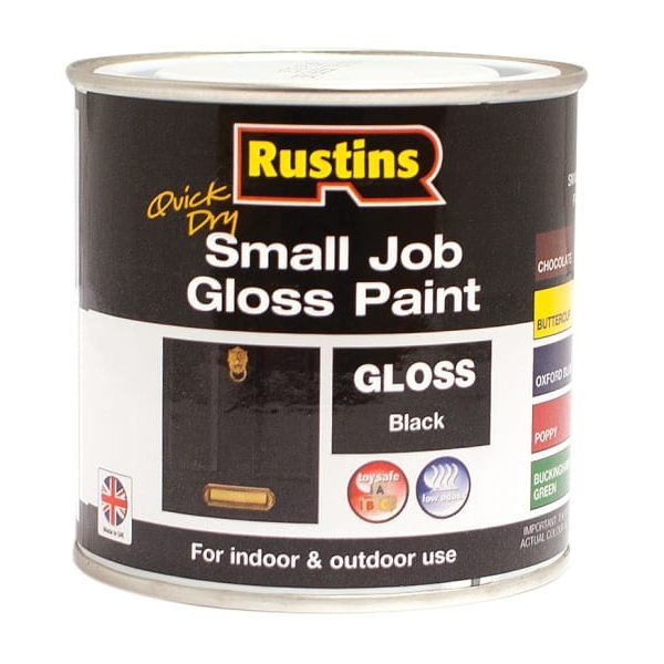 RUSTINS Quick Dry Small Job Gloss Paint Black 250ml