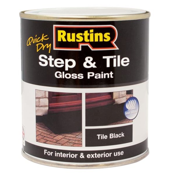 RUSTINS Quick Dry Step & Tile Paint Gloss Black 250ml