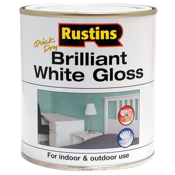 RUSTINS Quick Dry Brilliant White Gloss 1 Litre