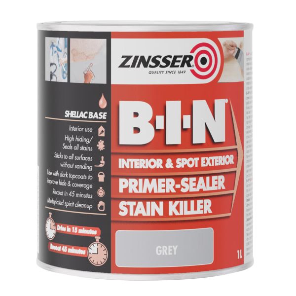 ZINSSER B.I.N® Primer, Sealer & Stain Killer Paint Grey 1 litre