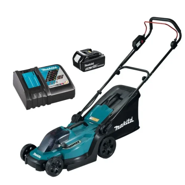 MAKITA DLM330RT 18v Brushless Lawn Mower 33cm with 1x 5.0Ah battery and DC18RC charger