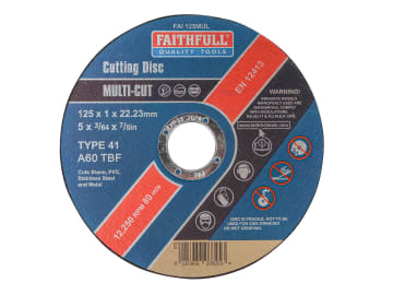 FAITHFULL Multi-Purpose Cutting Disc 125 x 1.0 x 22.23mm (Pack 10)