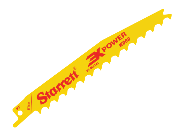 STARRETT BT63-5 Bi-Metal Reciprocating Blade, Wood Tapered 152mm 3 TPI (Pack 5)