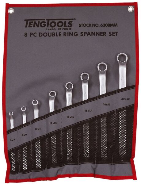 TENG 6308MM Double Ring Spanner Set Tool Roll 8 Pieces